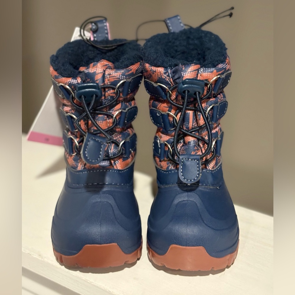 NWT Boys Blue/Rust Orange MEMBER'S MARK Winter Snow Boots - Toddler Size 7/8